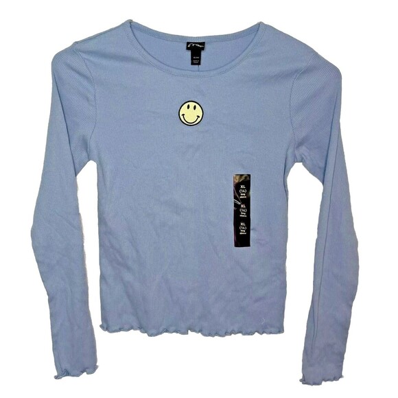 Art Class Girls Blue Long Sleeve Lightly Ribbed Smiley Shirt Size XL 14 New! - Picture 1 of 9